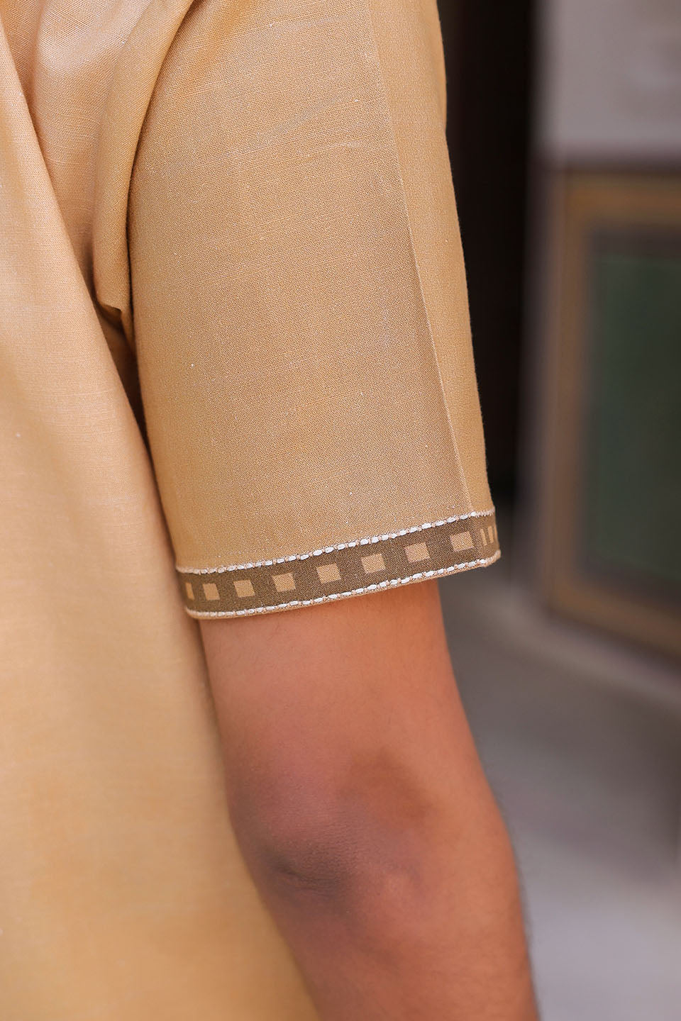 Mustard Embroidered Cuban Collar Shirt Horse