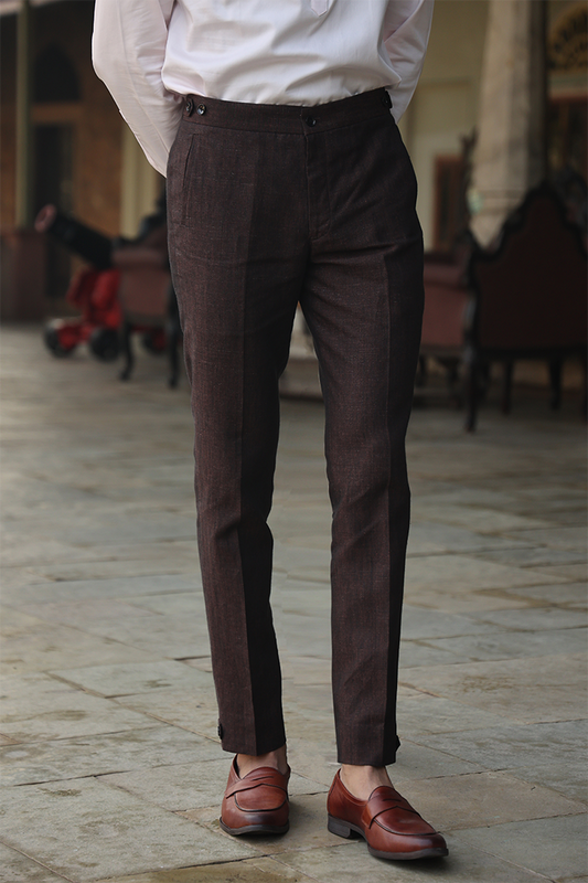 Brown Button Bottom Linen Pants