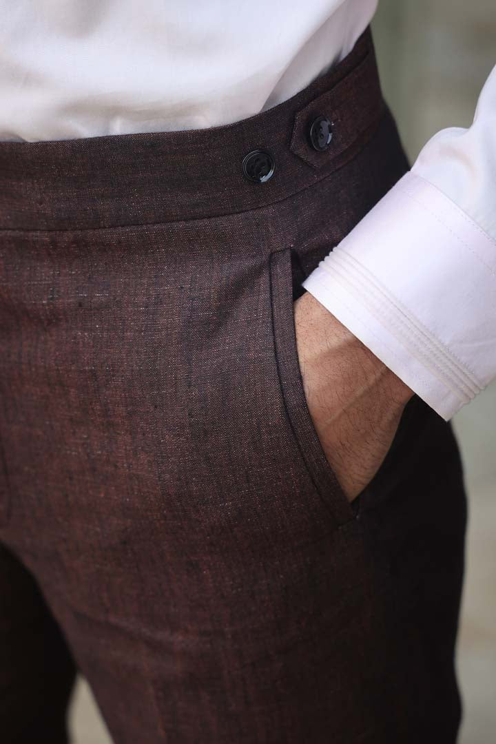 Brown Buttoned Collar Bandi Set