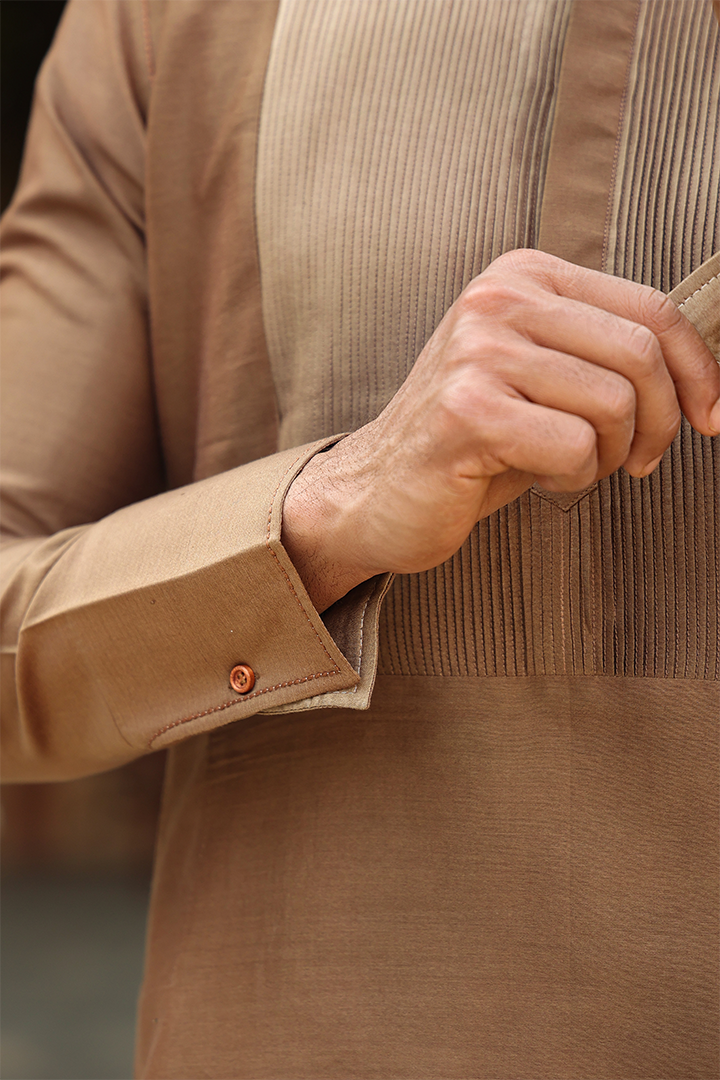 Brown Pintuck Ombré Silk Kurta
