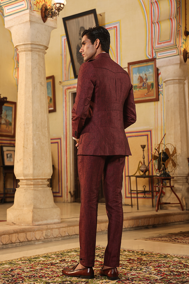 Wine Bandhgala Jacket