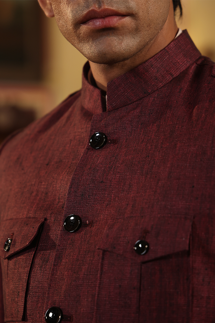 Wine Bandhgala Jacket