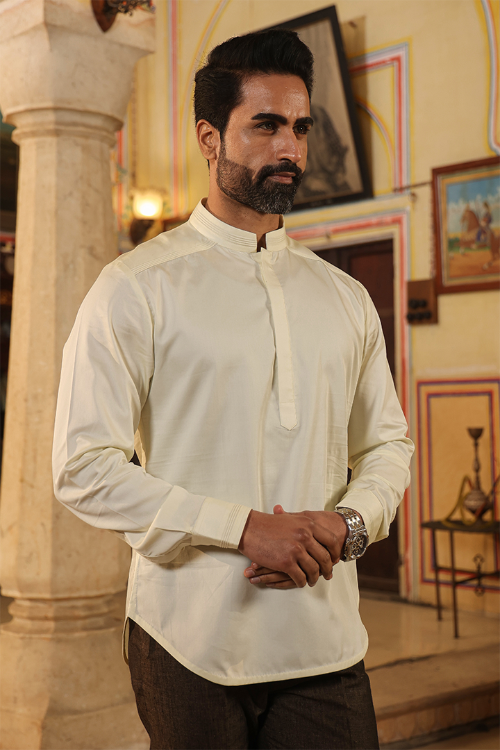 Yellow Signature Corded Kurta Shirt