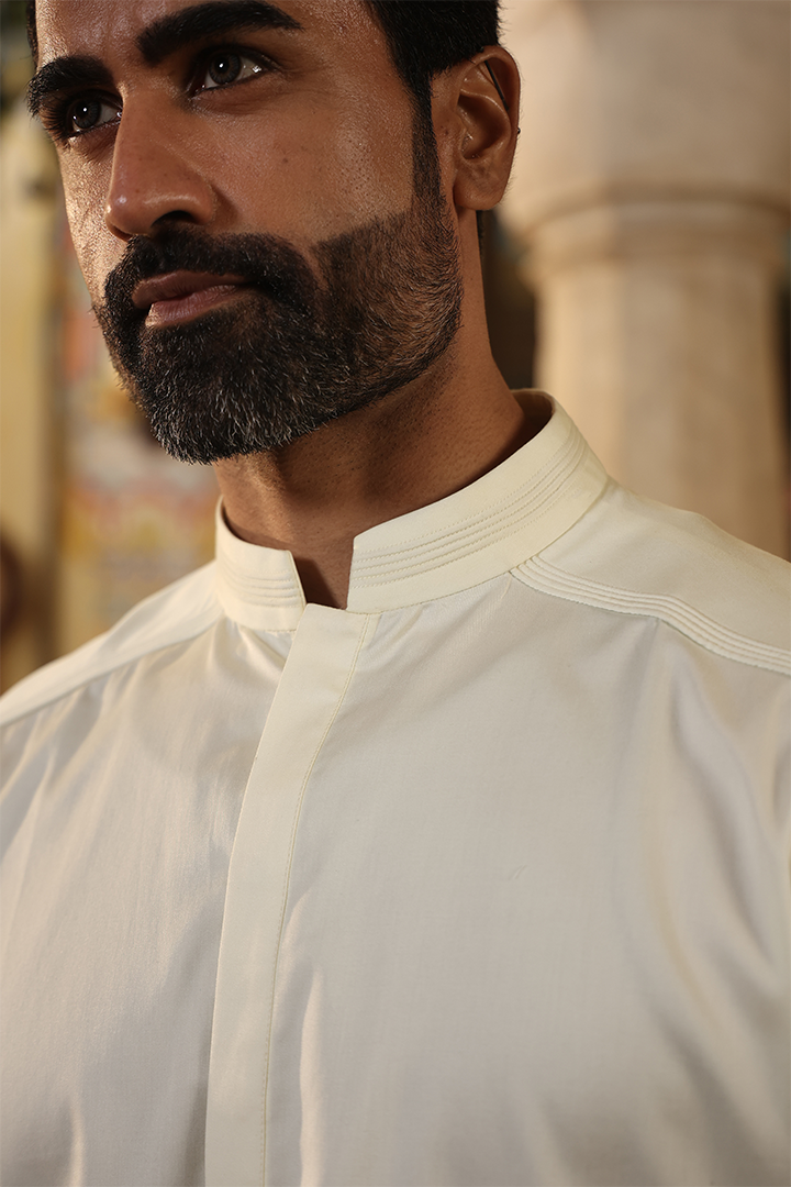 Yellow Signature Corded Kurta Shirt