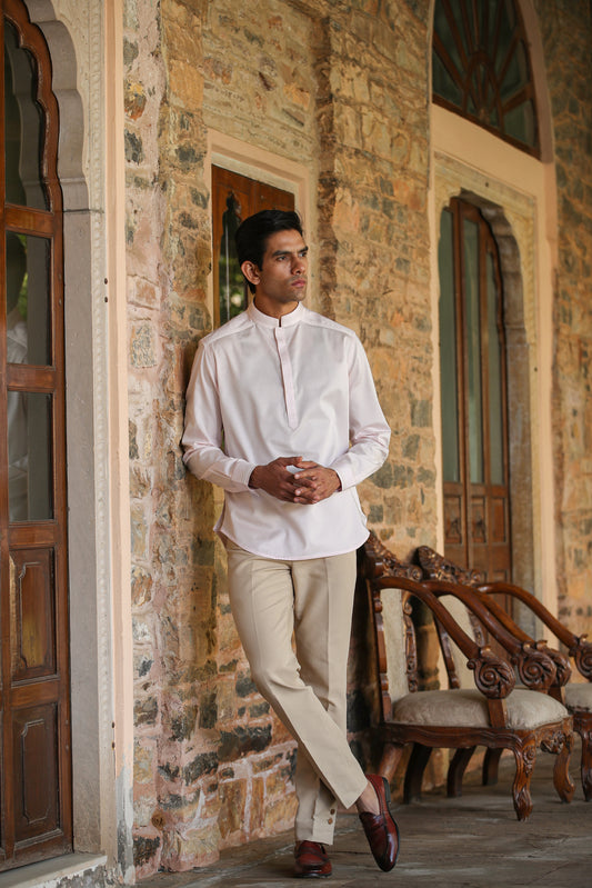 Beige Signature Buttoned Bottom Cotton Jeans