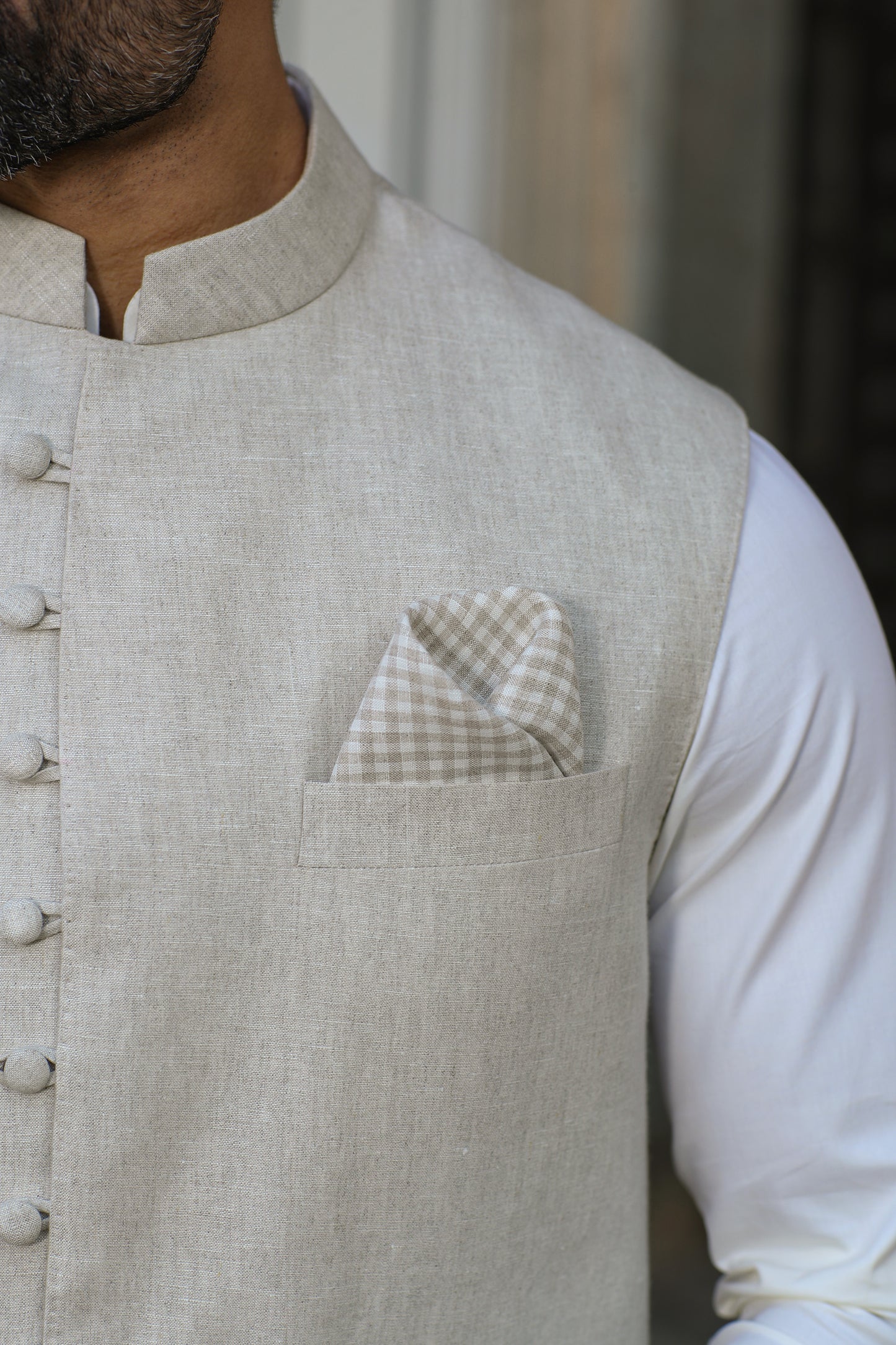 Beige Multi Button Bandi