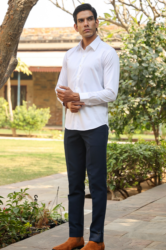 Blue Signature Buttoned Bottom Cotton Jeans