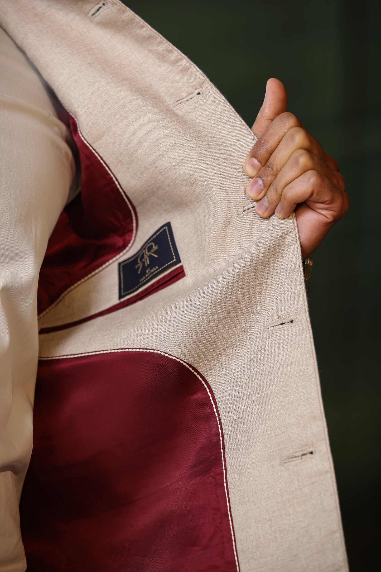 Beige Buttoned Collar Bandi