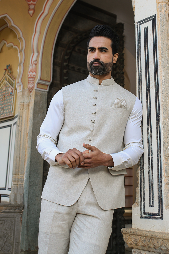 Beige Multi Button Bandi Set
