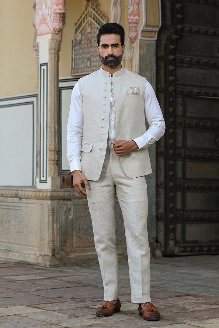 Beige Multi Button Bandi Set