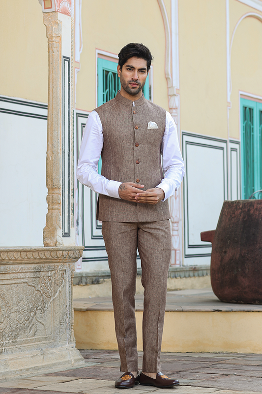 Brown Threadwork Bandi Set