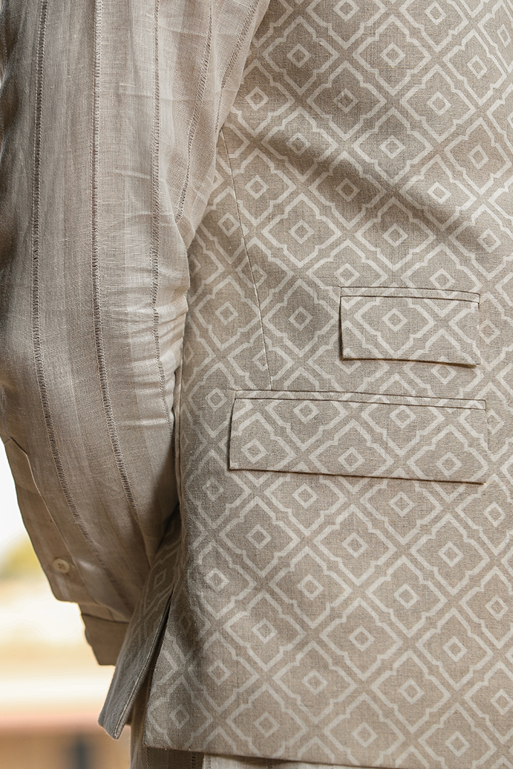 Beige Signature Reversible Moroccon Bandi & Kurta Set