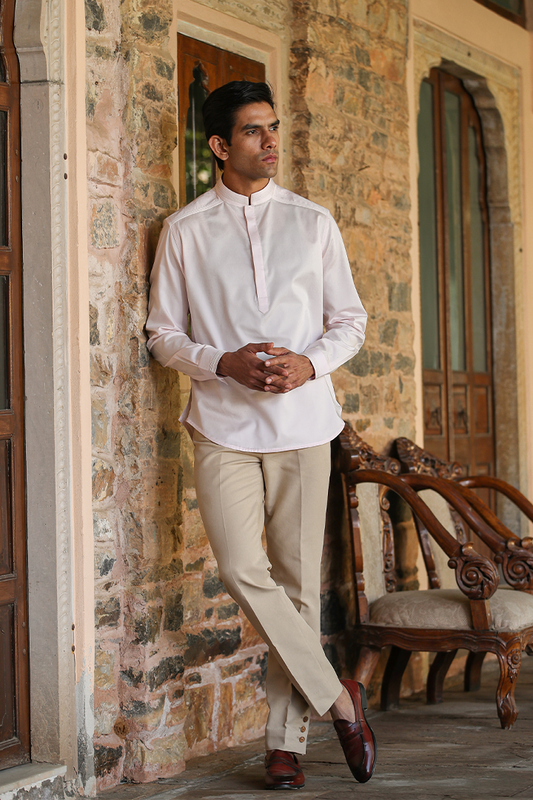 Pink Signature Corded Kurta Shirt