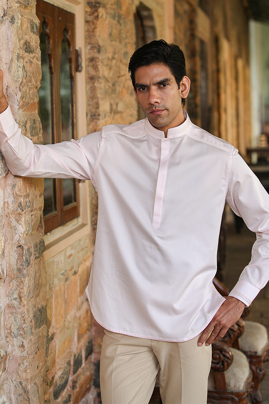Pink Signature Corded Kurta Shirt
