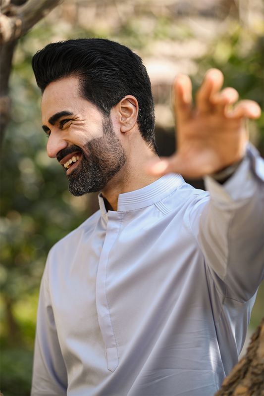 Blue Signature Corded Kurta Shirt