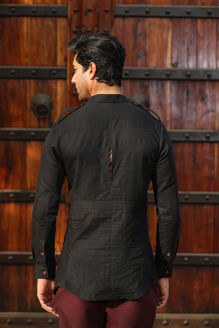 Black Signature Solid Kurta Shirt
