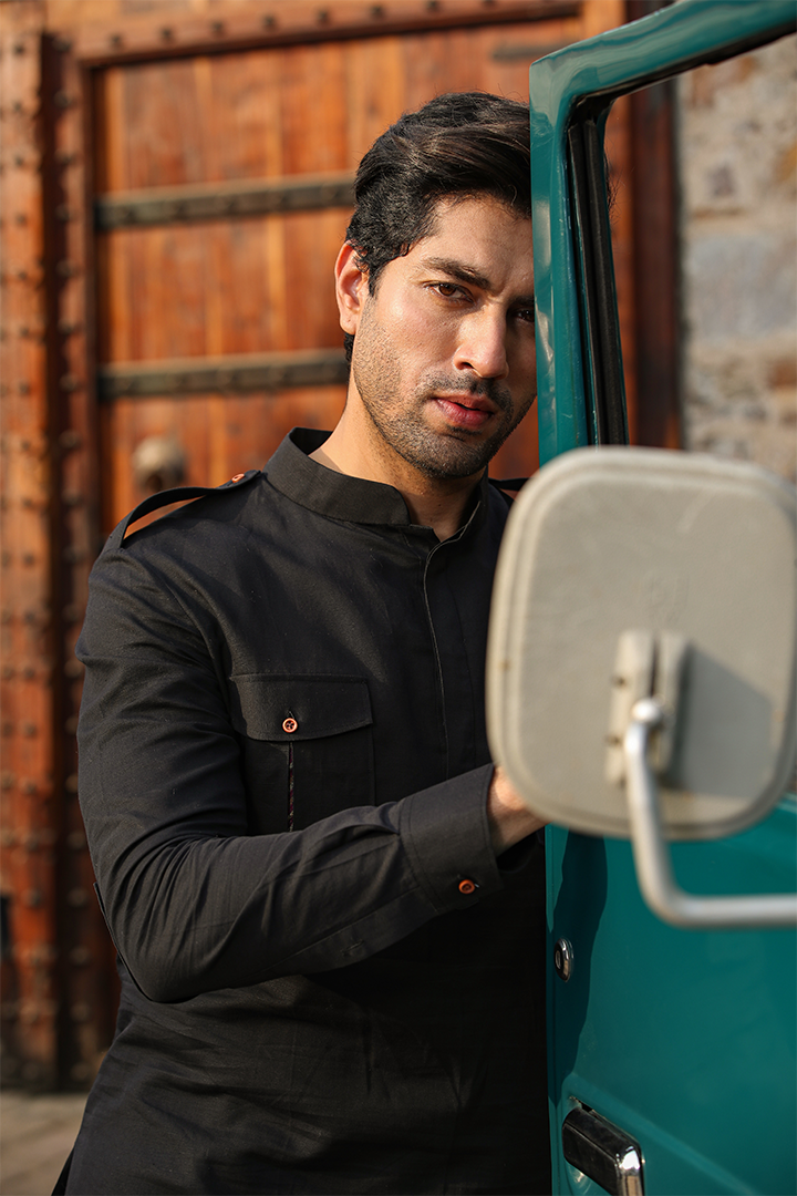 Black Signature Solid Kurta Shirt