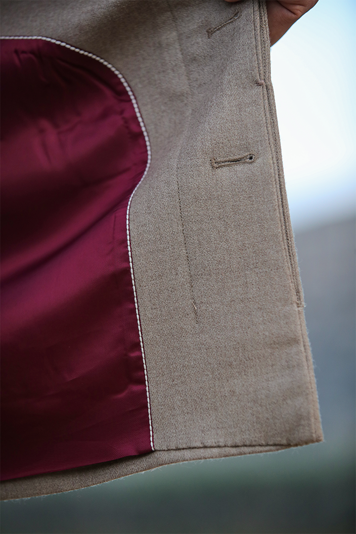 Beige Mandarin Full Sleeves Bomber Jacket