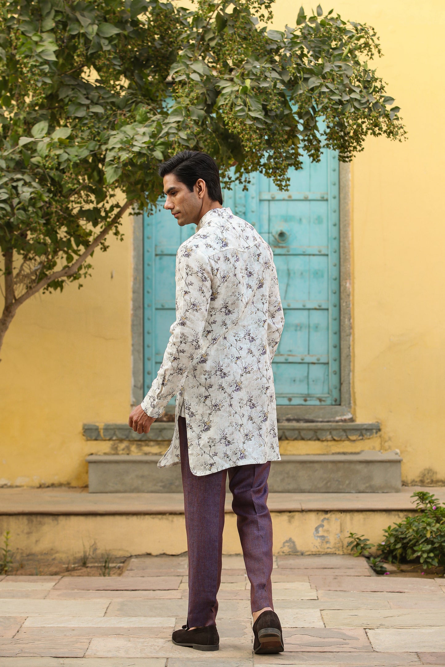 Lilac Bandi & Floral Kurta Set