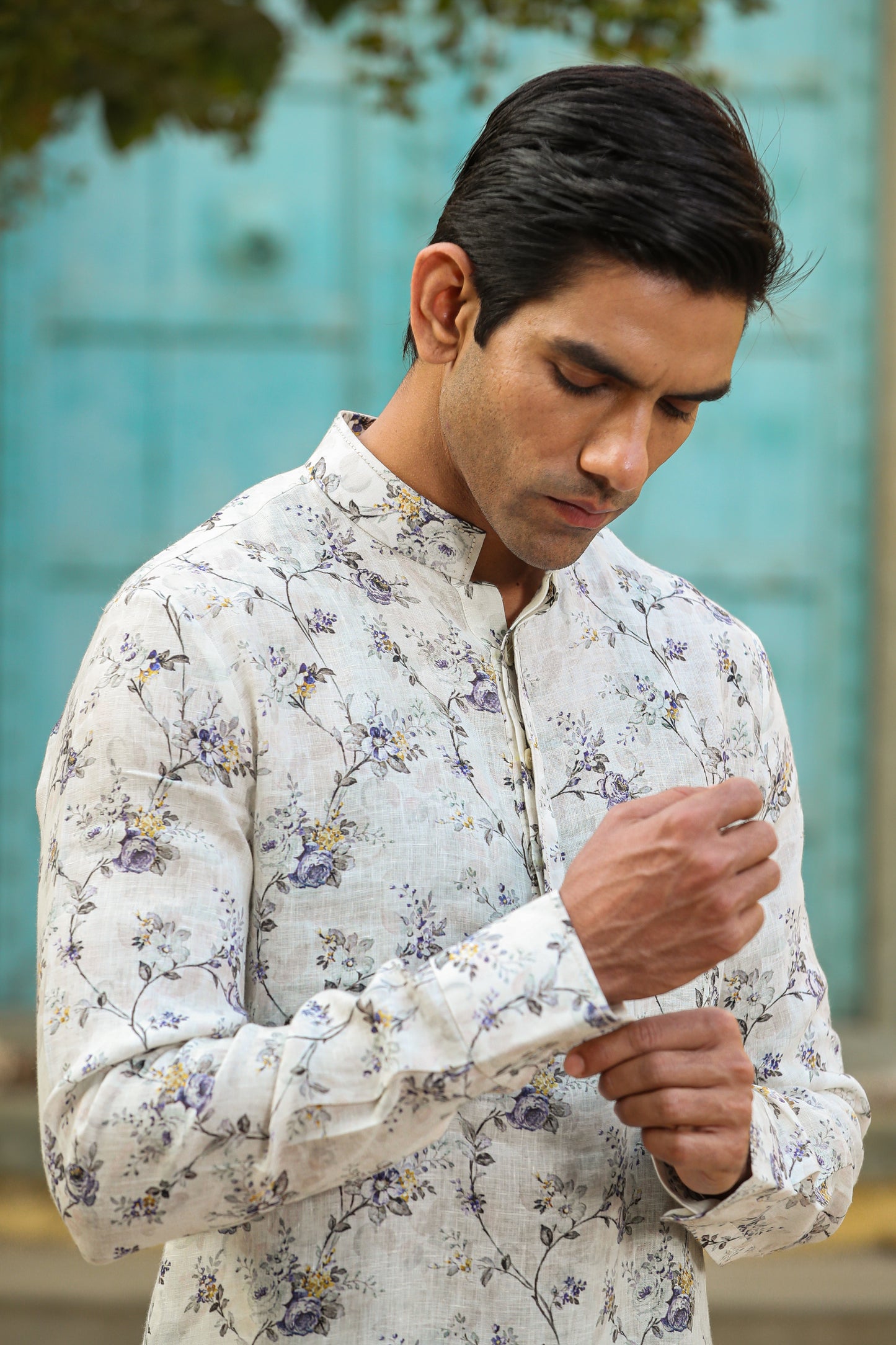 Lilac Bandi & Floral Kurta Set