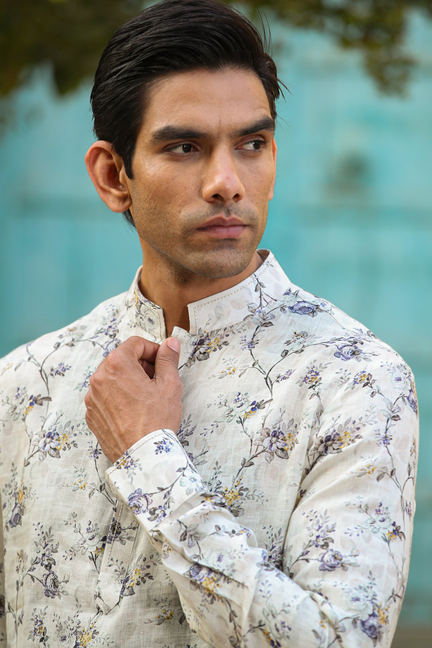 Lilac Bandi & Floral Kurta Set