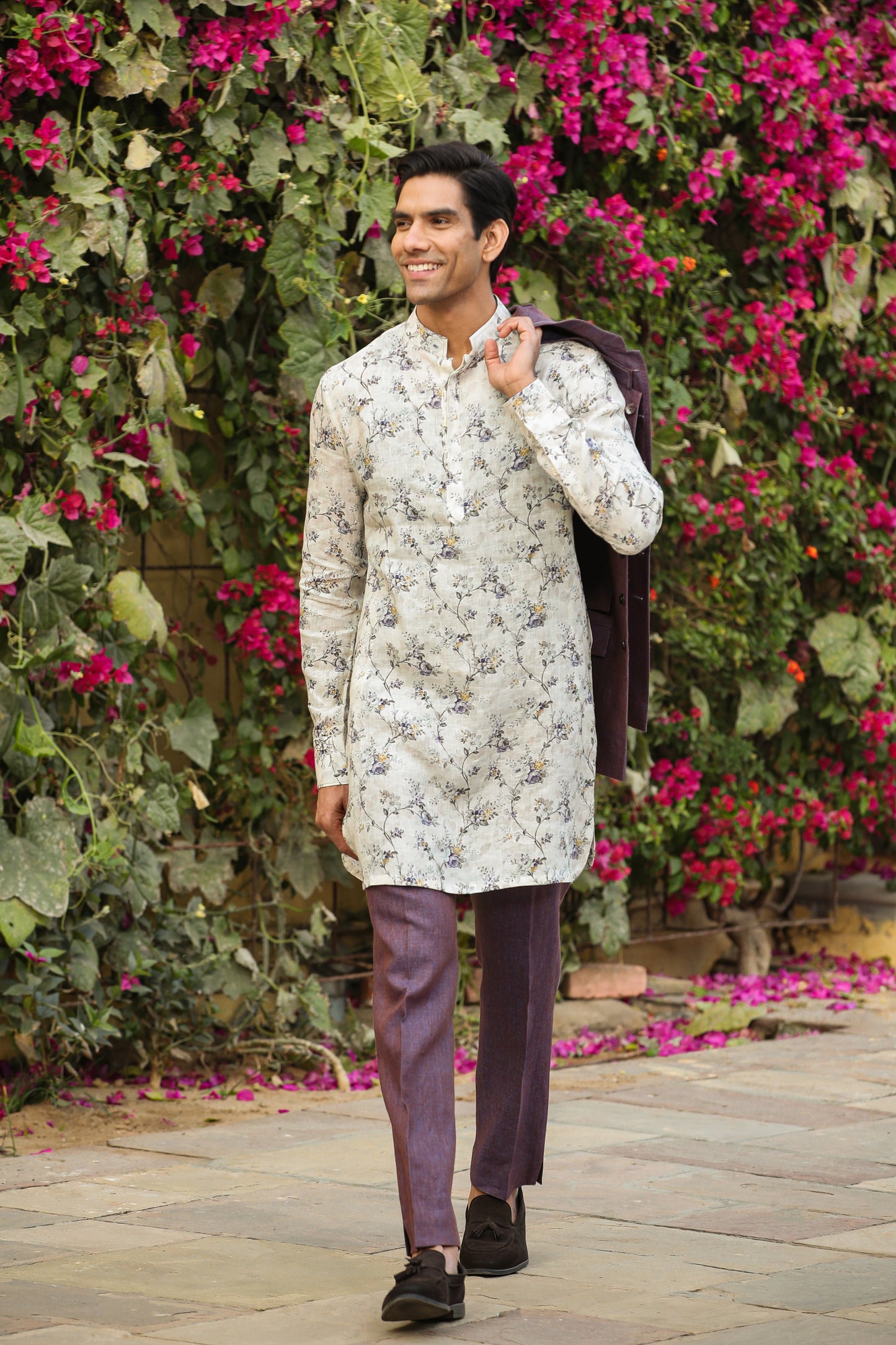 Lilac Bandi & Floral Kurta Set