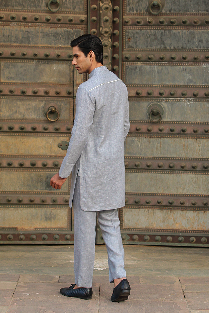Grey Linen Kurta