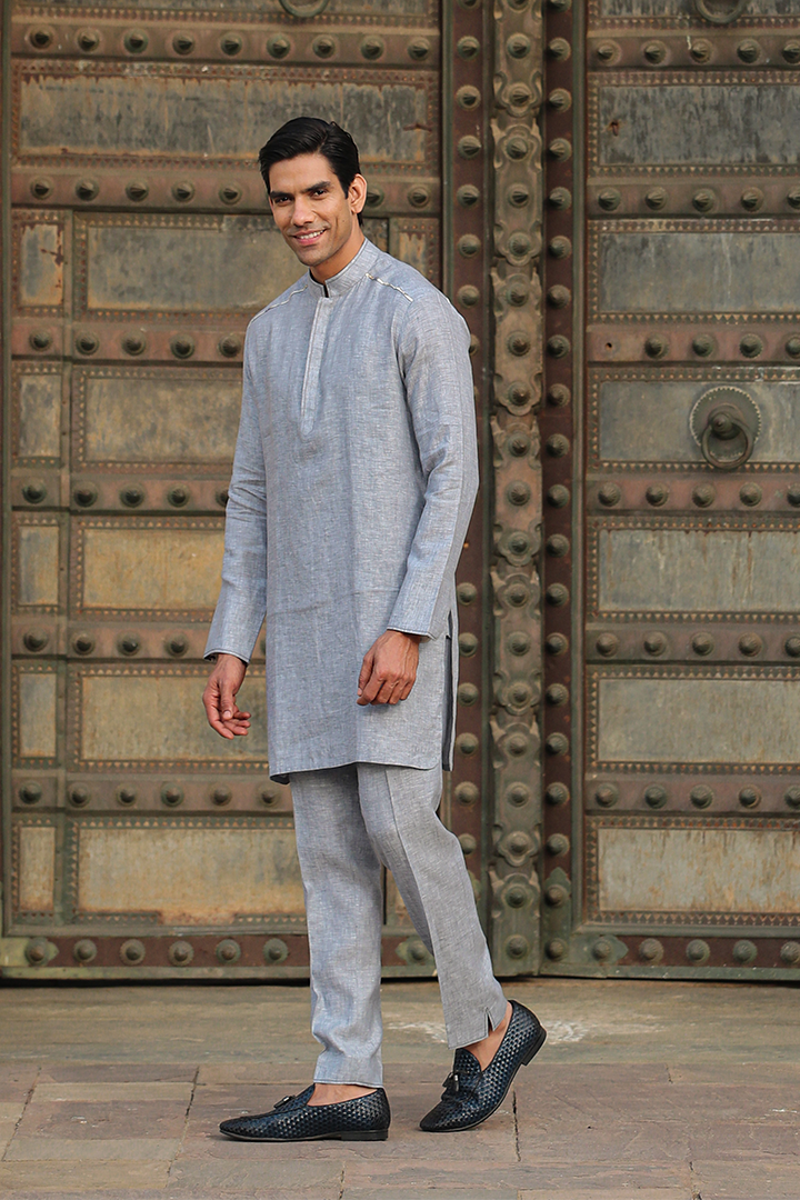 Grey Linen Kurta