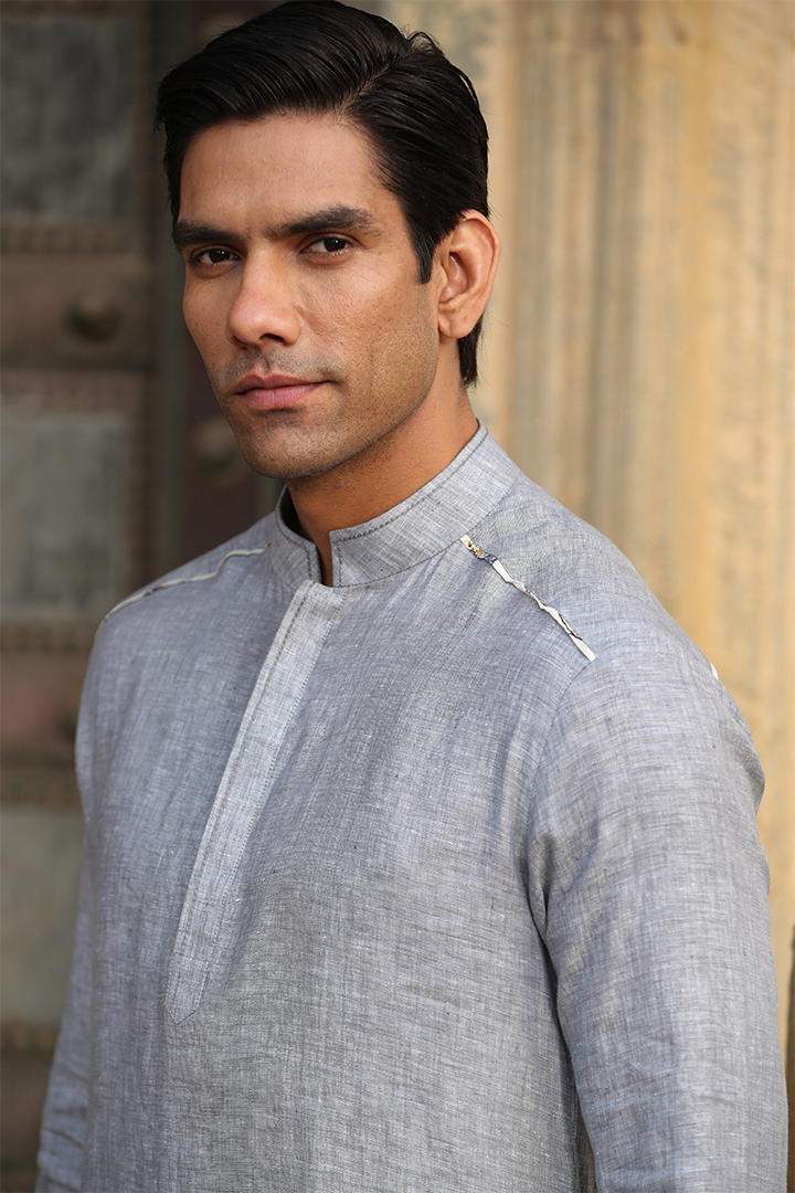 Grey Linen Kurta