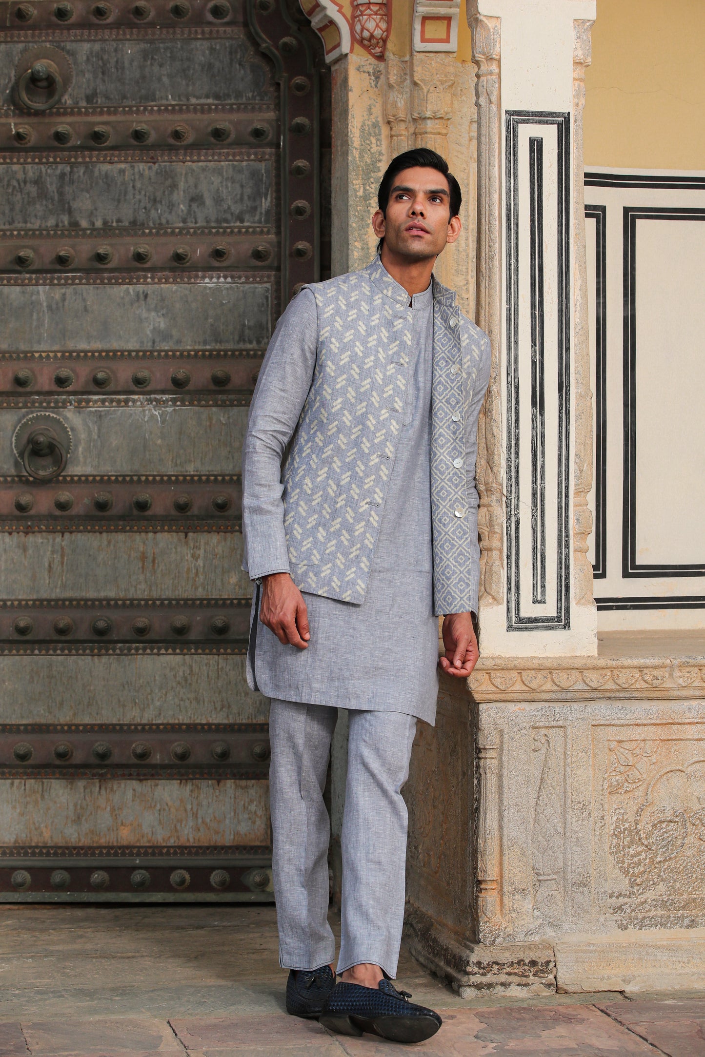 Grey Signature Reversible Moroccon Bandi
