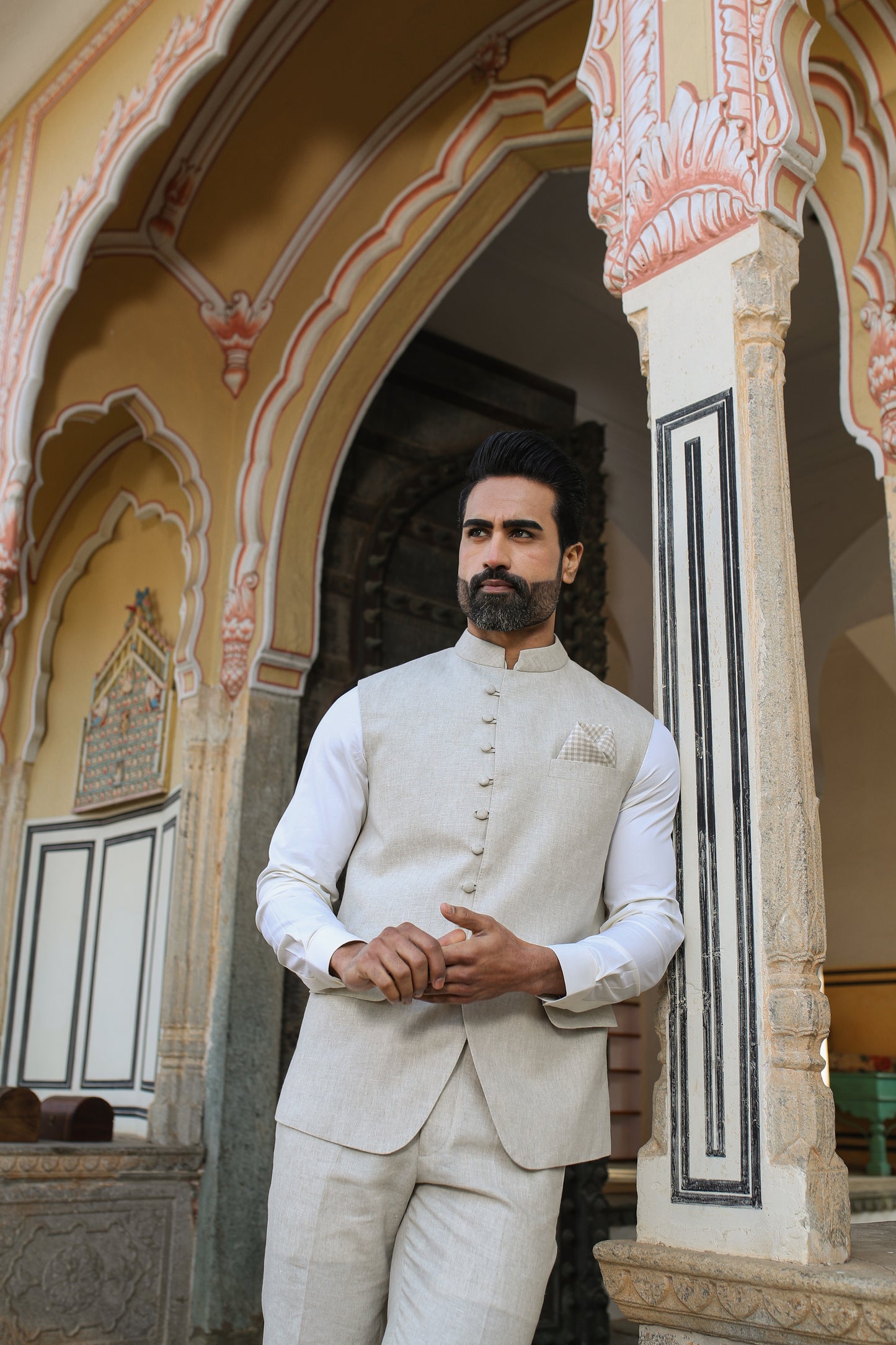 Beige Multi Button Bandi