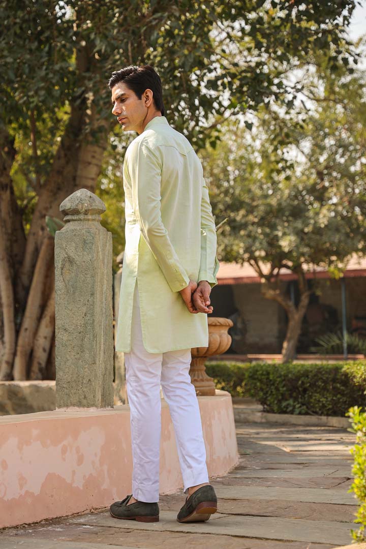 Light Green Lucknowi Embroidered Kurta