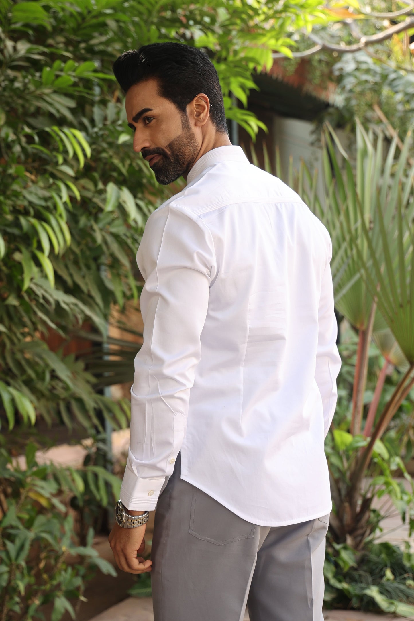 White Signature Corded Kurta Shirt