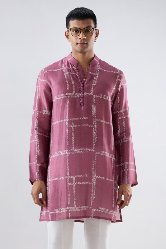 Burgundy Geometric Bandhani kurta