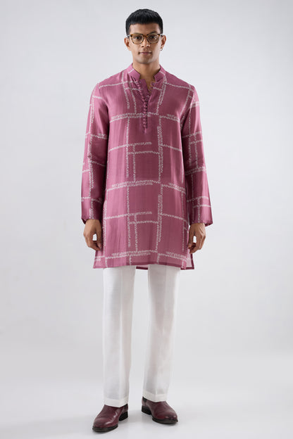 Burgundy Geometric Bandhani kurta