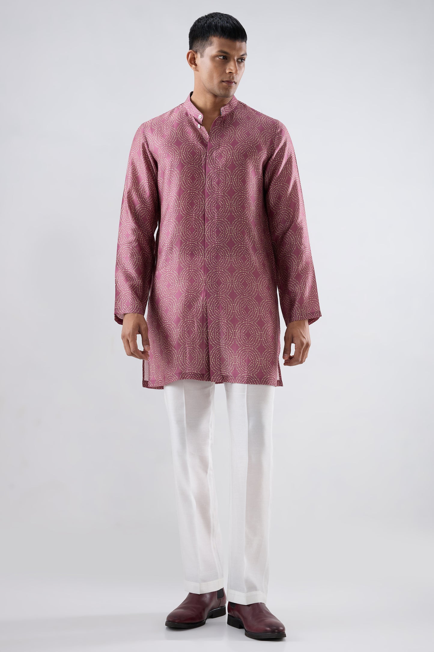 Burgundy Bandhani Kurta