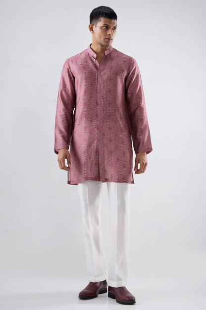 Burgundy Bandhani Kurta