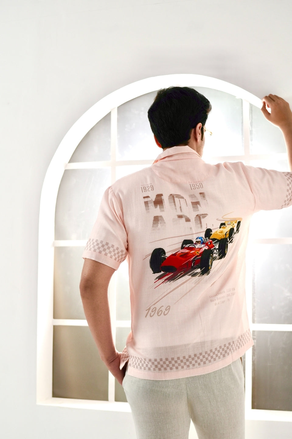 Peach Monaco Cuban Collar Shirt