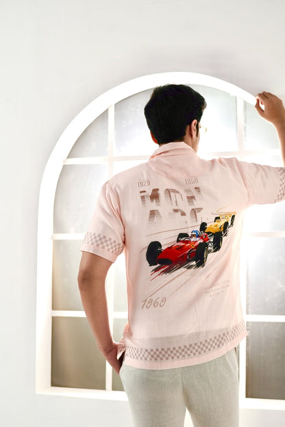 Peach Monaco Cuban Collar Shirt