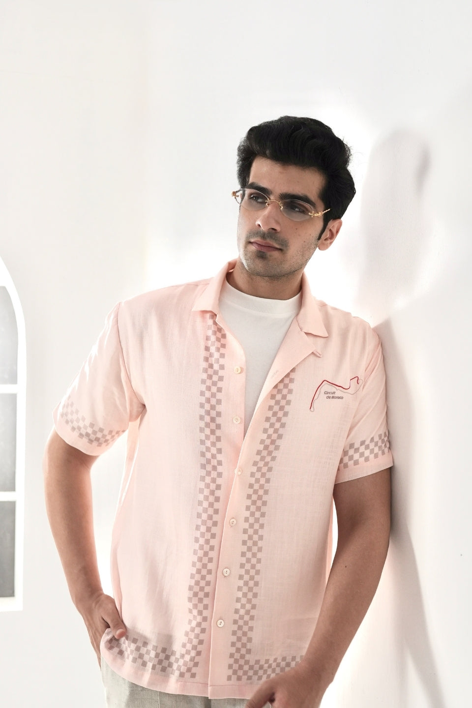 Peach Monaco Cuban Collar Shirt