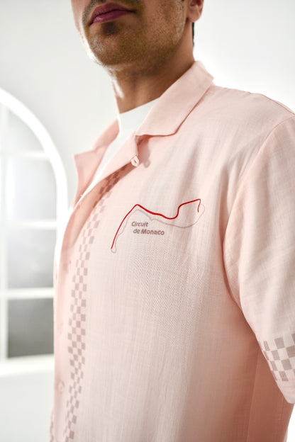 Peach Monaco Cuban Collar Shirt