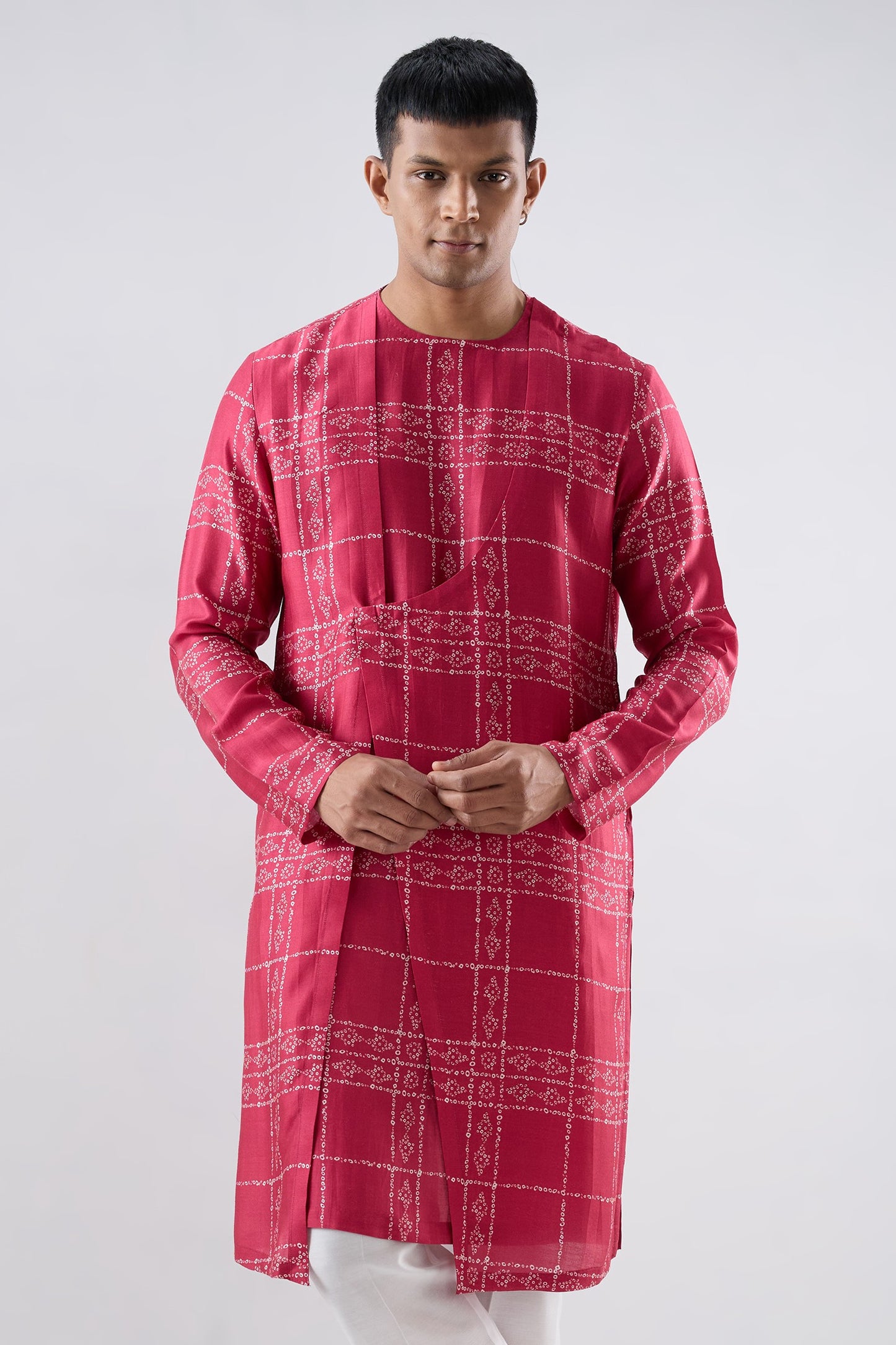 Pink Bandhani Kurta