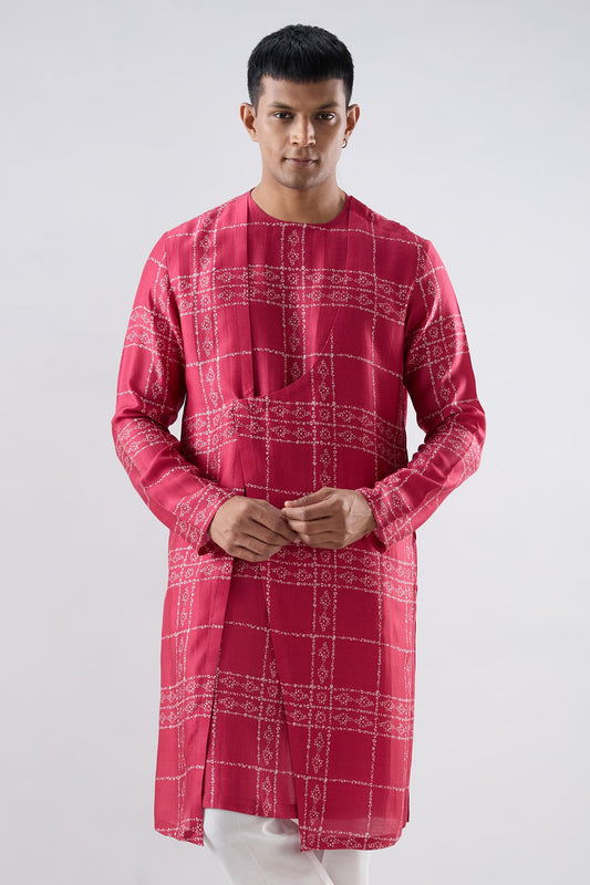 Pink Bandhani Kurta