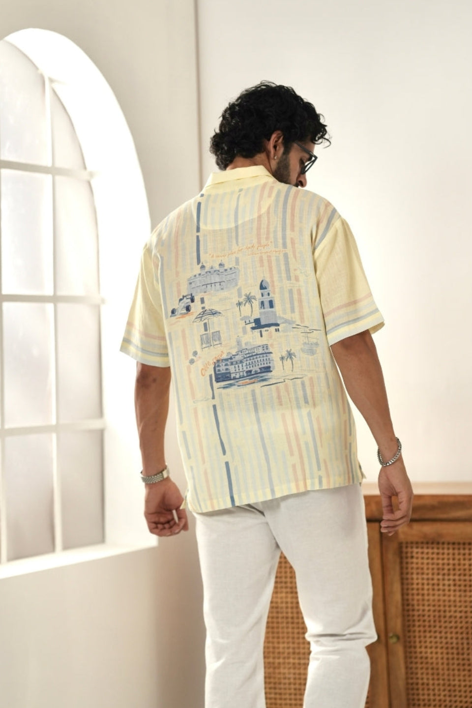 Yellow Azure Cuban Collar Shirt
