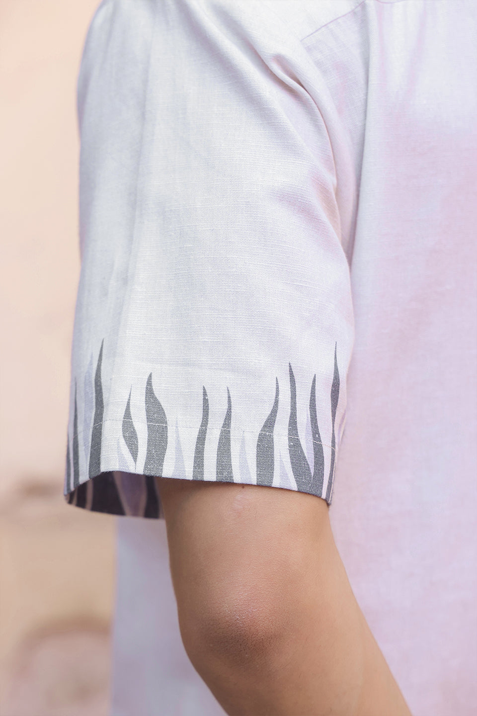Ivory Embroidered Cuban Collar Shirt Zebra
