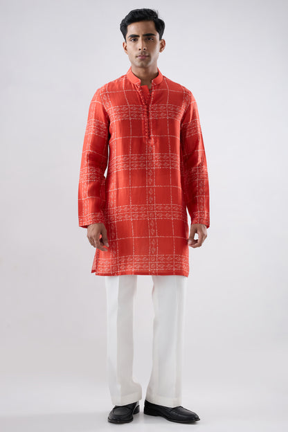 Orange Bandhani kurta
