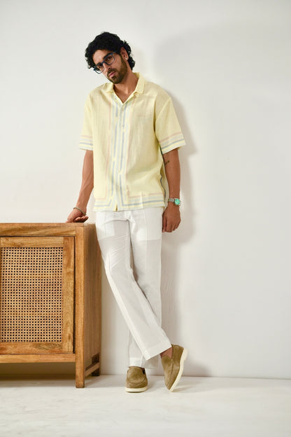Yellow Azure Cuban Collar Shirt