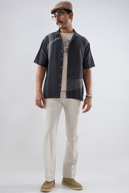 Kantha Black Embroidered Shirt