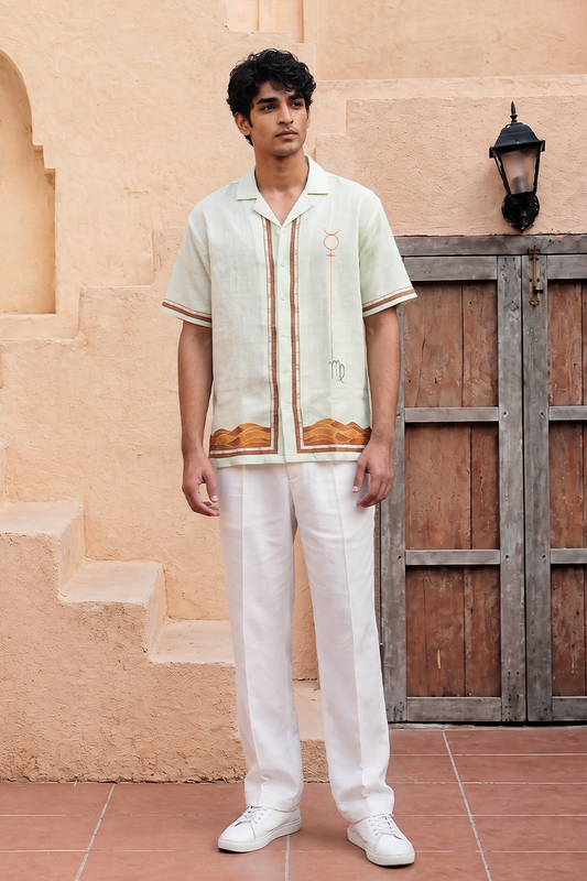 Green Virgo Cuban Collar Shirt