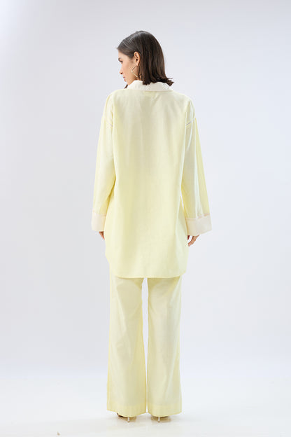 Yellow Kurta shirt style co-ord set